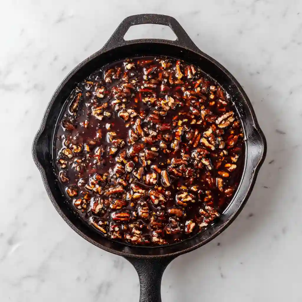 Pecan Pie Dump Cake recipe 53 Dry yellow cake mix spread evenly over pecan pie filling in a cast iron skillet.
