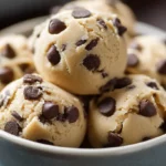edible cookie dough recipe for one with chocolate chips in a small bowl