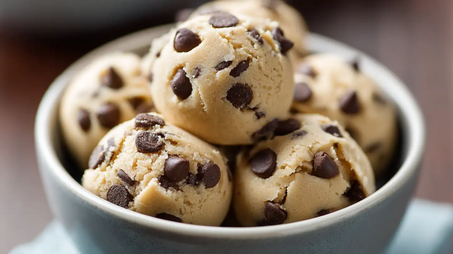 edible cookie dough recipe for one with chocolate chips in a small bowl
