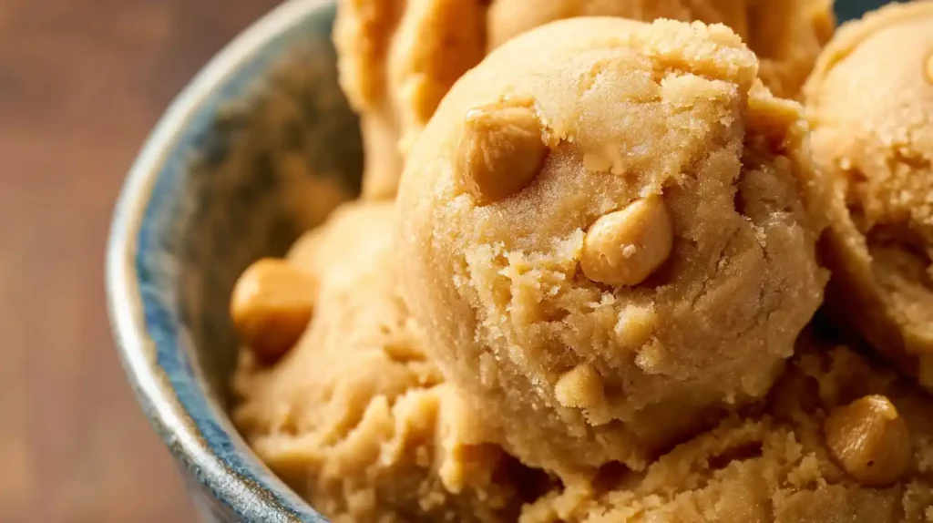 Edible Cookie Dough for One creamy peanut butter flavor with peanut butter chips