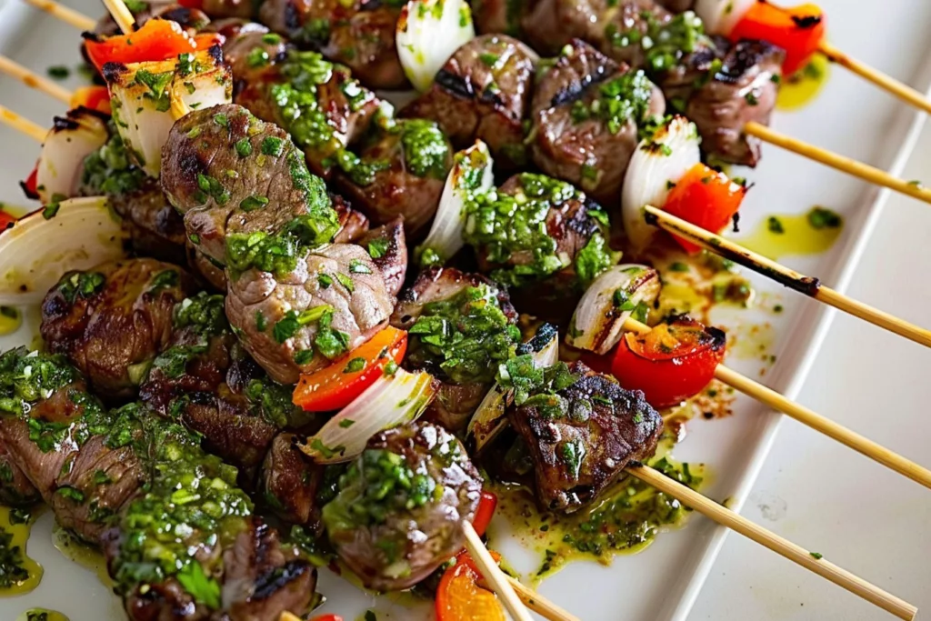 Surf and Turf Kebabs with Chimichurri Sauce