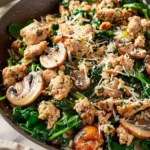 One-Pan Ground Turkey Skillet with Spinach and Mushrooms